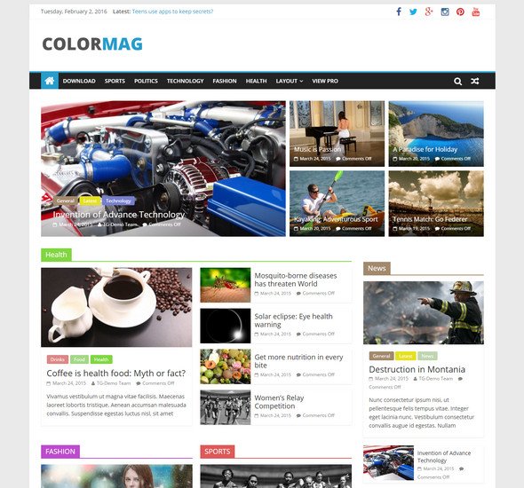 Colormag - Template WordPress gratuito